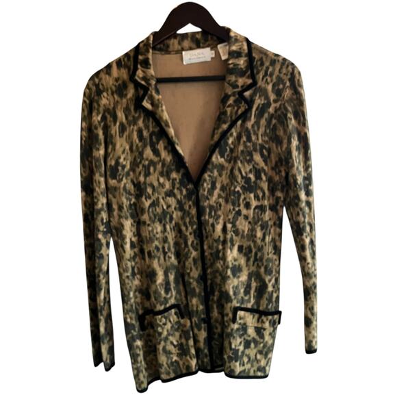 Dana Buchman Cardigan Tank Top Set Size M Animal Print Leopard 2-Piece - Picture 3 of 12
